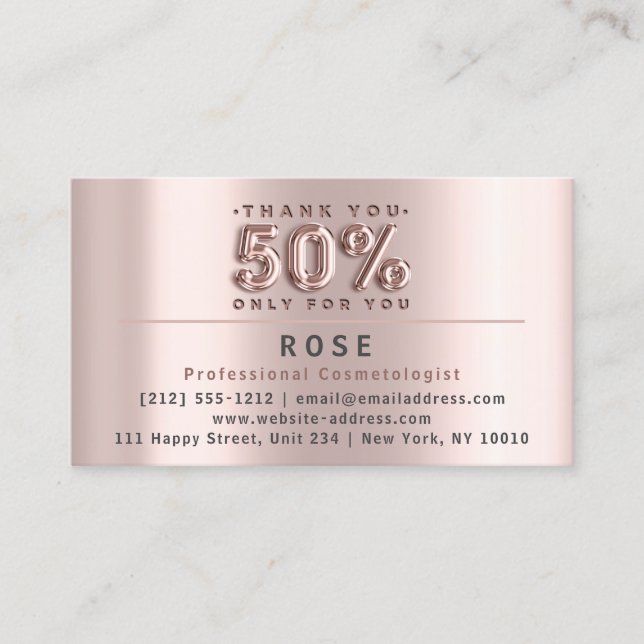 50 % rabatt nästa Möte Logotyp Tack Ro Tidsbeställning Kort (Framsida)