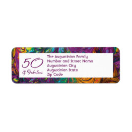 50 & Returadress för LILA av Abstrakt Etikett