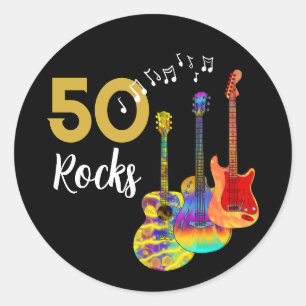 50 Rocks 50-årsfest Runt Klistermärke
