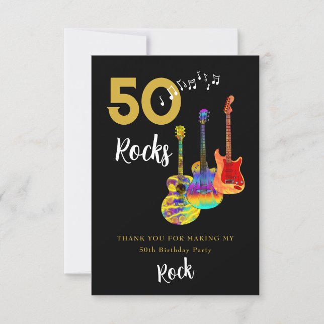50 Rocks 50-årsfest Tacksamhet Tack Kort (Framsida)