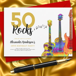 50 Rocks Cool Gitarr 50-årsfest Inbjudningar