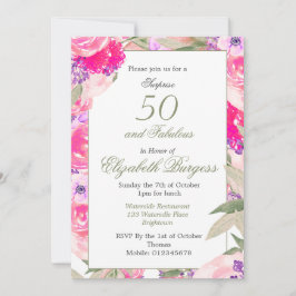 50 Rosa Blommigt Ro Chic födelsedag Inbjudningar