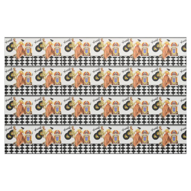 50:s Middag Juke Box registrerar par dancing Tyg (Fat Quarter)