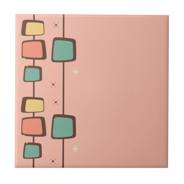 50:s Retro Tile-Rosa Kakelplatta (Framsidan)