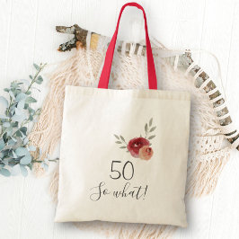 50 så vad Watercolor Ro Blommigt 50:e födelsedagen Tygkasse