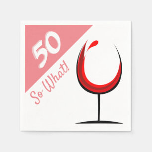 50 Så vilket rött Vin-glas 50:e Födelsedagsfesten Pappersservett
