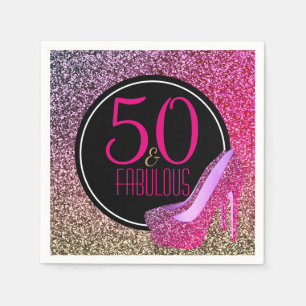50 & sagolik högklackar för   50th födelsedagro pappersservett