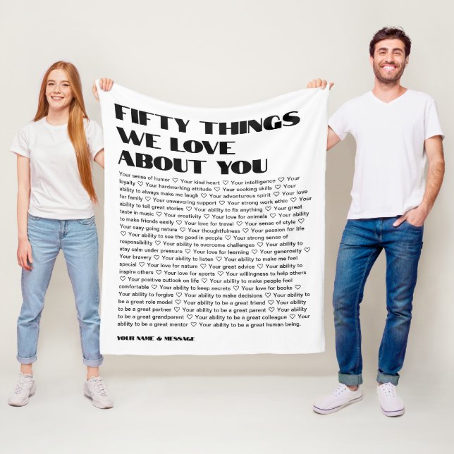 50 sak vi kärlek om din födelsedagsmall fleecefilt (På plats)