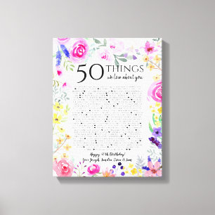 50 sak vi kärlek om er vattenfärgsblommor mamma canvastryck
