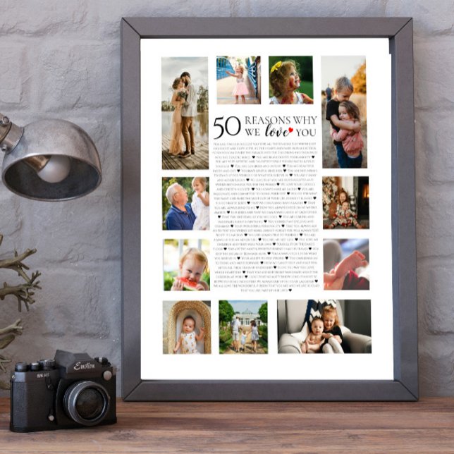 50 skäl varför vi älskar dig födelsedagsfoto colla poster (Skapare uppladdad)