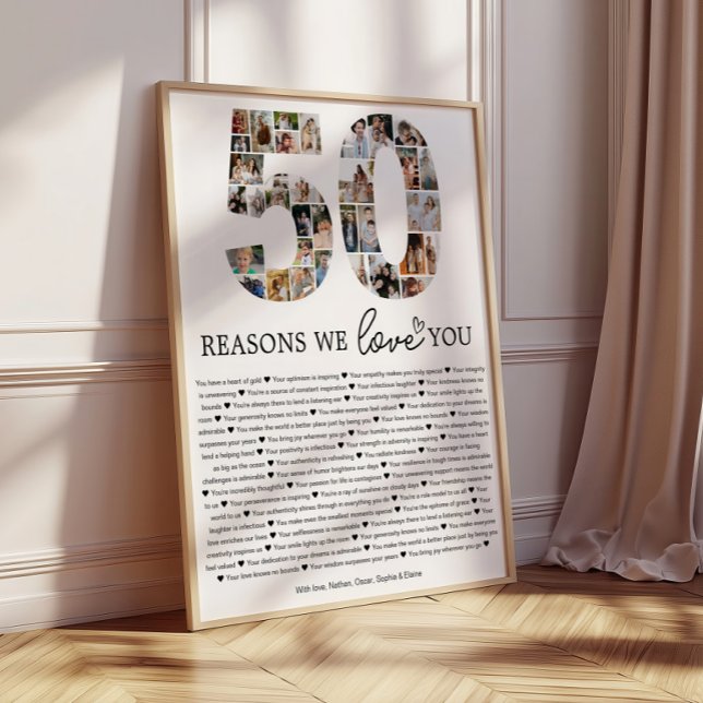 50 skäl vi älskar dig Foto Collage Minnessaksgåva Poster (Skapare uppladdad)