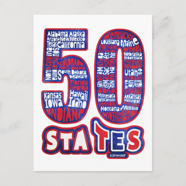 50 STATER Förenta staterna Vykort (Front)