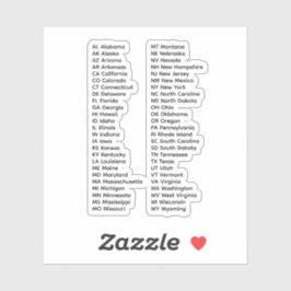 50 States List Alphabetical Order Klistermärken