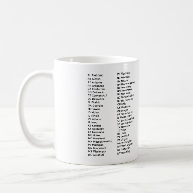50 States List Mug Kaffemugg (Vänster)