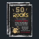 50 Sten Rockstar Guitar 50:e födelsedagsinbjudan Inbjudningar<br><div class="desc">50 Sten Rockstar Electric Guitar Metall Metallic Silver Glitter Surprise 50:e födelsedagsinbjudan</div>
