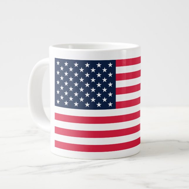 50-stjärnig amerikansk flagga: Old Glory-stjärnor  Jumbo Mugg (Framsida vänster)
