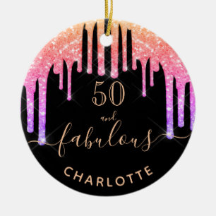 50 Svartvit regnbåge glitter gnistra Julgransprydnad Keramik