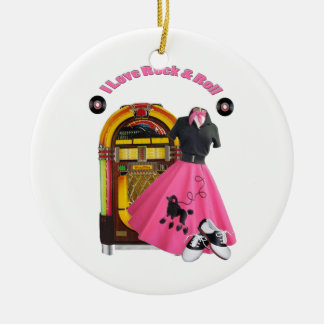 50-tal älskar rullar jag sten & prydnaden julgransprydnad keramik