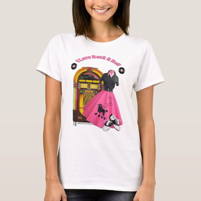 50-tal älskar rullar jag sten & T-tröja Tee Shirt (Framsida)