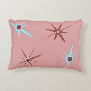 50-tal rosa Retro Starburst Prydnadskudde