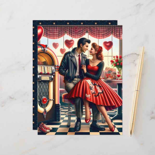 50-talars Middag Alla hjärtans klippbok Papper (Fram/Back In Situ)