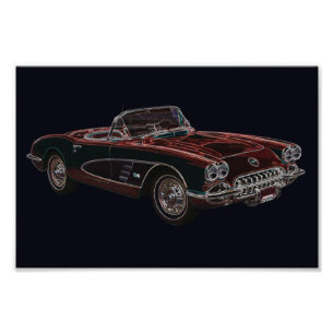 50-talChevrolet Corvette cabriolet Fototryck