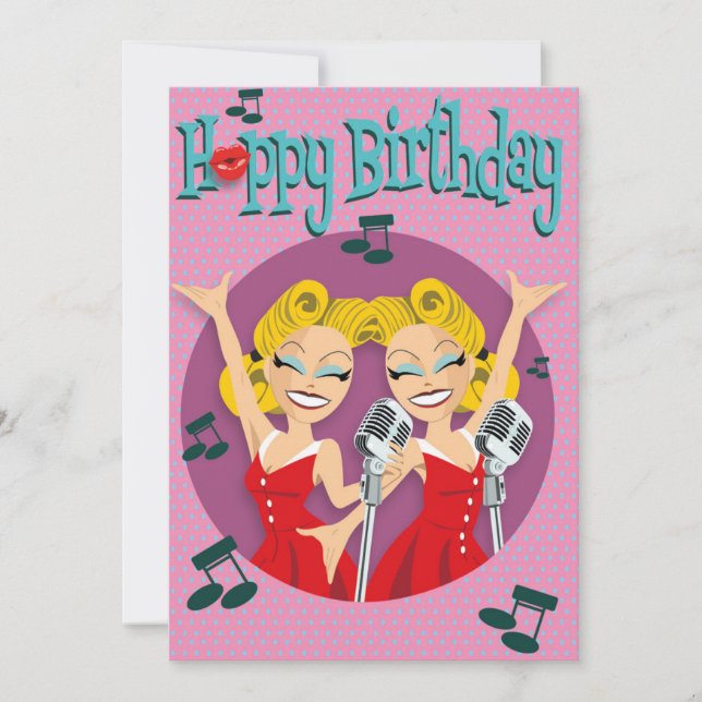 50-talet sten&roll Enkele verjaardagskaart Julkort (Framsida)