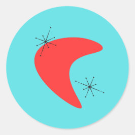 50-talets Boomerang Midsekundersmoderna Runt Klistermärke