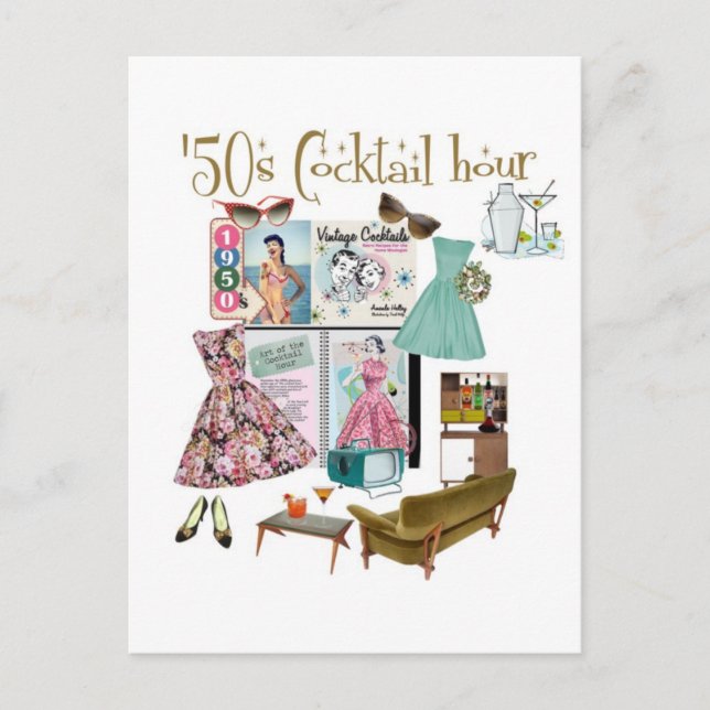 50-talets Cocktail-timme Vykort (Framsida)