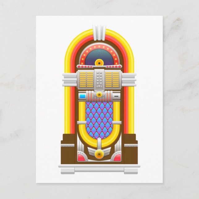 50-talets gammaldags jukebox vykort (Framsida)