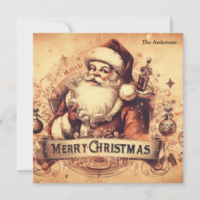 50-talets gammalmodiga muterade färg Jultomten Julkort (Framsida)