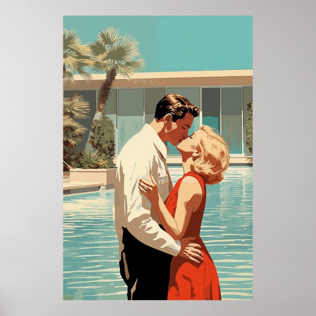 50-talets kissande vid Bassäng Poster (Framsidan)
