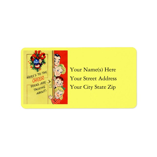 50-talets Retro-julklapp - julklapp Adressetikett (Framsidan)