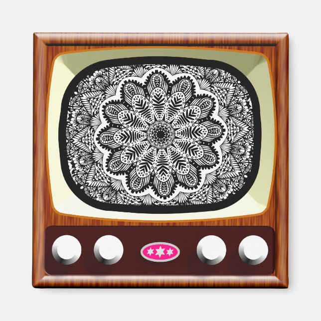 50-talets TV Living Black and White Magnet (Framsidan)