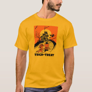 50-talHalloween bus eller godis spökat hus Tee Shirt