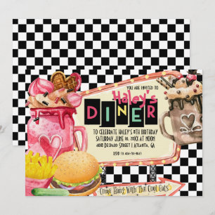 50-tals Diner Milkshake-fest Inbjudningar