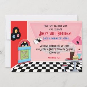 50-tals Diner Sock Hop-fest Invitationer Inbjudningar