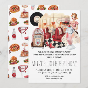 50-tals Diner Sock Hop Födelsedagsfest Inbjudningar