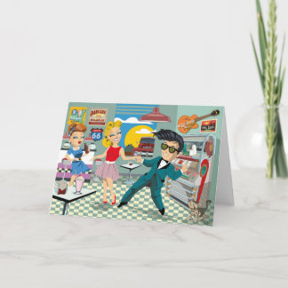 50-tals rock & roll välkomstkort med dansande männ kort