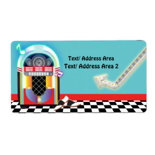 50-tals Sock Hop-dans Jukebox Party-paketetikett Fraktsedel