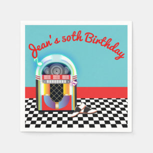 50-tals Sock Hop Dansfest Jukebox Röd Anpassad Pappersservett