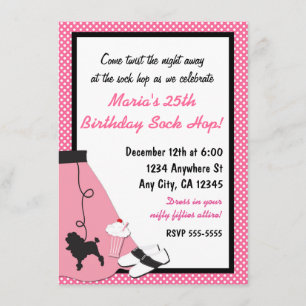 50-tals Sock Hop Poodle Skirt Inbjudningar