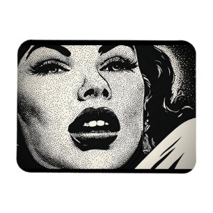 50-tals svart-vit grafisk serie i vintage-stil med magnet