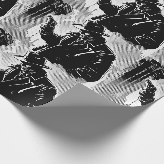 50-tals svart-vit grafisk seriestil, tuff urban de presentpapper (Hörn)