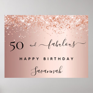 50 Uppenbar födelsedag ro guld  glitter Poster
