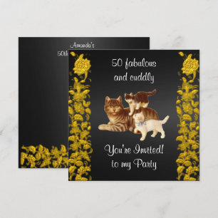 50 Vätska katter och katt av grov födelsedagsfest Inbjudningar