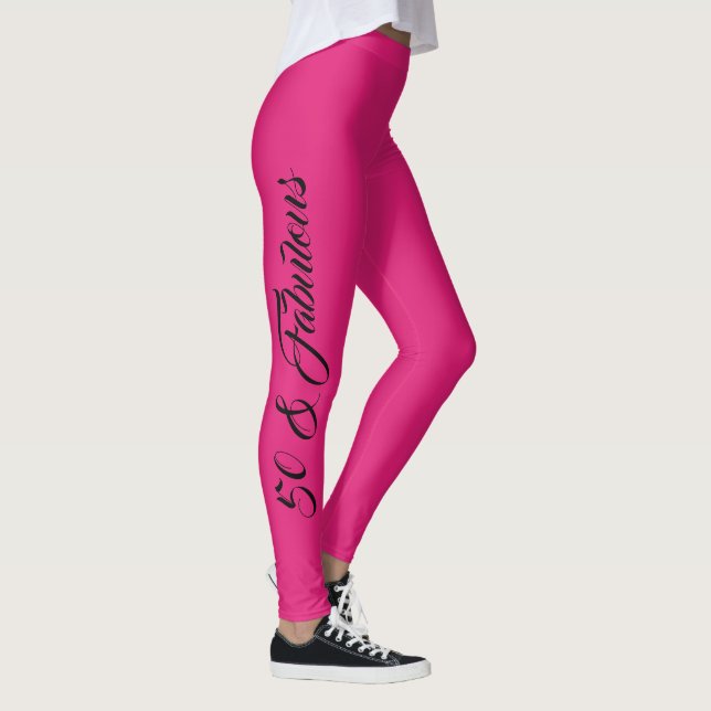 50 Vit Shock rosa Vit Snyggt Födelsedagsfest Leggings (Höger)