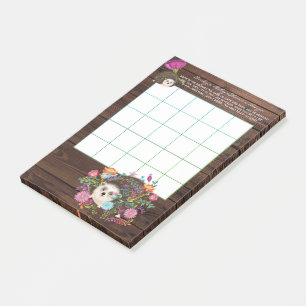 50 x BINGO Game Lakan för Baby - Hedgehog Post-it Block