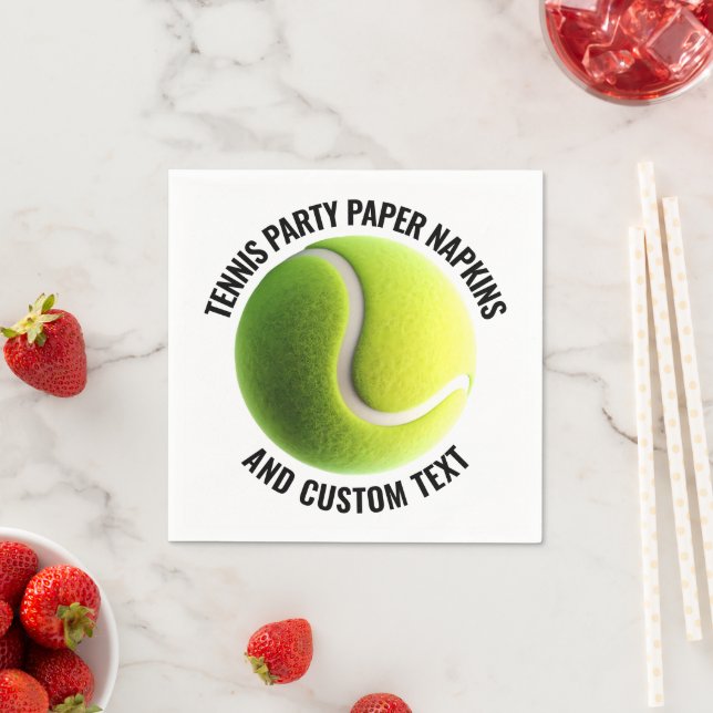 50 x Tennis Boll Personlig Text Papper Napkins Pappersservett (Insitu)