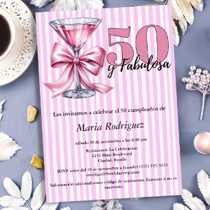 50 y Fabulosa Pink Martini Spanska 50-årsfirande Inbjudningar